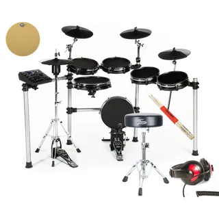 Fame DD-ONE XT E-Drum Set mit 554 Sounds, 29 Drumkits, Mesh Pads, USB, MIDI, Recording, 100 Preset/10 User Patterns, Metronom, EQ, Master Out, Digital Output, inkl. Drumhocker, Kopfhörer, Sticks, Pad