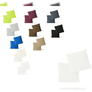 EXKLUSIV HEIMTEXTIL Jersey Kissenbezug Hülle 2 Sparpack Set mit Reißverschluss hochwertige Qualität 80 x 80 cm weiss