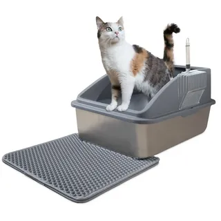 linuma Katzentoilette Edelstahl XXL Grau