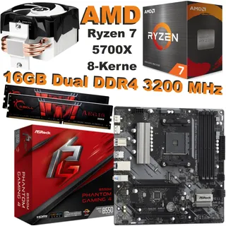 Bundle AMD Ryzen 7 5700X + ASRock B550M Phantom Gaming 4 + 16GB DDR4 RAM 3200MHz