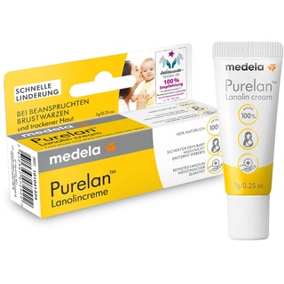 Medela Purelan 7 g Lanolincreme – Schnelle Hilfe bei beanspruchten Brustwarzen und trockener Haut – 100 % natürlich, hypoallergen, dermatologisch getestet und frei von Duftstoffen
