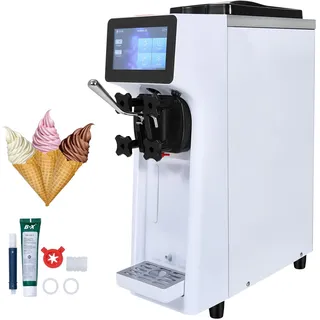 VEVOR Kommerzielle Eismaschine, 10 L/h Leistung, Softeismaschine Einzelne Geschmacksrichtung, Arbeitsplatte, 4 L Trichter, 1,6 L Zylinder, Touchscreen, Automatische Reinigung, Vorkühlung Snackbars