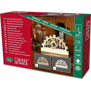 Konstsmide 2842-100 LED Holz Silhouette Krippe 5 LED Batterie Neu