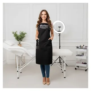 STM Company Kittelschürze Barber Schürze, Friseurschürze, Damenschürze, mit Taschen schwarz