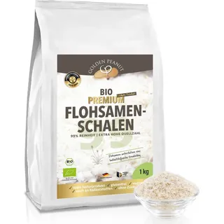 GOLDEN PEANUT Flohsamenschalen Bio 1 kg, 99% Reinheit, Indien, ballaststoffreich, glutenfrei, vegan, Naturprodukt