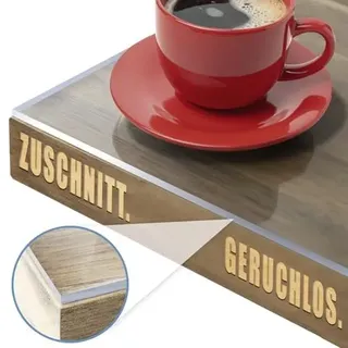 KARAT Semitransparente Tischfolie mit gerader Kante - Tischdecke nach Maß, Größe wählbar - Folie, Schutzfolie mattiert, Tischschutz (Crystal, B:105 x L:140 cm)