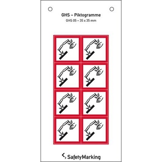 SafetyMarking 30.B1027 GHS-Gefahrenpiktogramm 05 Ätzwirkung Folie selbstklebend (B x H) 35mm x 35mm