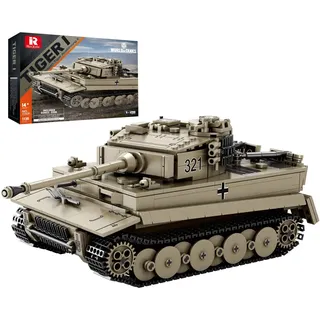 reobrix Tiger I Tank Bausteine Set für Erwachsene, Modellbausatz Deutscher Militärpanzer aus dem Zweiten Weltkrieg, Autorisierte World of Tanks Produkte, 77031 Bausatz