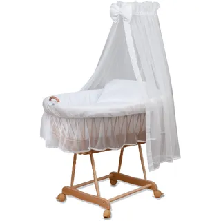 Waldin Baby Collection Waldin Stubenwagen-Set mit Ausstattung,XXL,Bollerwagen,komplett,9 Modelle wählbar,weiß/weiß