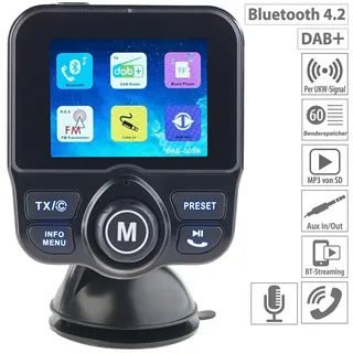 Auvisio DAB+/DAB-Empfänger, FM-Transmitter, Bluetooth, Freisprecher, MP3, USB