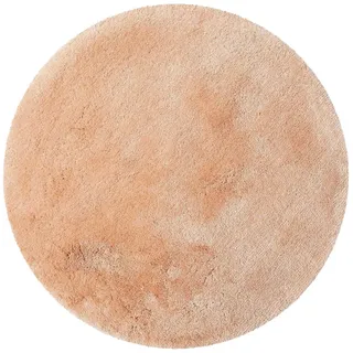 Homie Living Badteppich, Badematte kuscheliger Flauschiger weicher Flor l rutschfest und Waschbar Porto Azzurro (90 cm rund, Lachs Rosa)