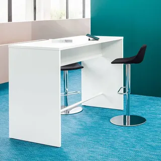 Büro Stehtisch Oppen V | Oscar | Weiss/Grau/Holz | Höhe 1100 mm | Breite 1200 mm | Tiefe 500 mm | Melaminharzplatten