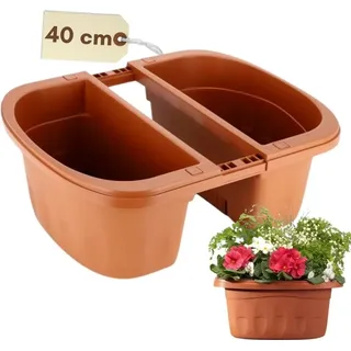 GarPet Blumenkasten Balkon Beidseitiger Balkonkasten mit Halterung Blumenkasten mit Wasserspeicher Pflanzkasten für Geländer Geländerkasten ohne Bohren... - Orange