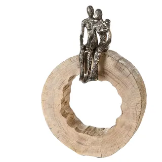 Casablanca Design Skulptur Together Paar auf Baumscheibe Höhe 39 cm Breite 28 cm Wohnzimmer Skulpturen Deko Modern Hochzeit Liebe