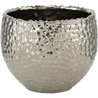 B.o.l.t.z.e 1 x Pflanztopf Lajos Steingut Silber, Größe:klein