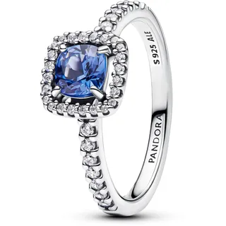 Pandora Damen-Ring Silber Funkelndes Quadrat Blau, 54/17,2