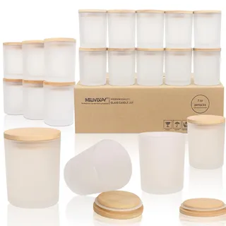 MILIVIXAY 20 Stück 200 ml Milchglas-Kerzengläser mit Deckel, leere Kerzengläser für die Herstellung von Kerzen, Gewürze, Pulverbehälter.