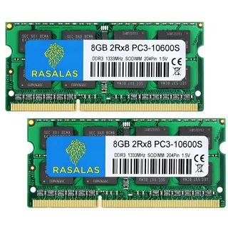 Rasalas PC3-10600 16GB Kit (2 x 8 GB) DDR3 1333 MHz SODIMM 2Rx8 Dual Rank 1,5 V CL9 204-Pin Non-ECC Unbuffered Notebook Laptop Arbeitsspeicher