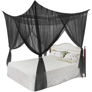FakeFace Moskitonetz Fliegennetz Mückennetz Quadratische Insektennetz Betthimmel Große Feinmaschiges Moskitonetze für Doppelbett und Einzel Bett Fliegennetz Mückennetz - 210 x 190 x 240cm, Schwarz