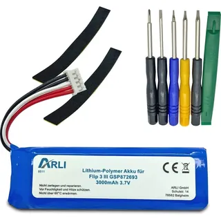Arli Akku für JBL Flip 3 III GSP872693 3,7V Ersatz Flip3 Ersatz Batterie
