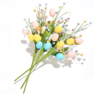 Ostereier Zweig 2025 Ostereier Blumenzweige Osterstrauch Deko Osterzweige mit Eiern Beeren Mehrfarbig Wiederverwendbar Blumenstrauß für Frühling