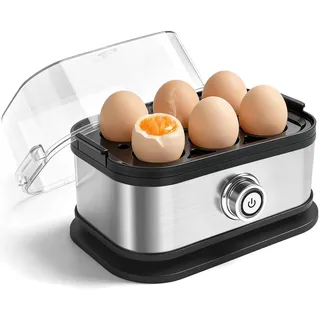 Aotto Schnell-Eierkocher, elektrischer Eierkocher für 6 Eier (hart und weich gekocht), kompakter Eierdämpfer für stressige Morgenstunden, ideal für Studentenwohnheim und Wohnmobil