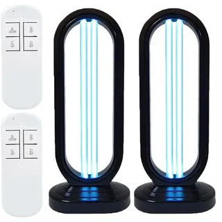 UV Desinfektionsturm Uv Lampe, UV Sterilisator UVC Lampe Desinfektion, UV KeimtöTende Lampe Uv Sterilisator Desinfektion Mit 3-Gang-Timing Und Fernbedienungsfunktion (Schwarz, 2 PCS)