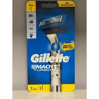 Gillette Mach3 Turbo 3D Razor handle + 2 blades