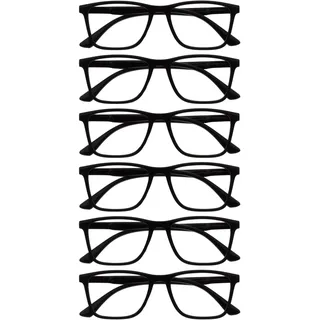 OPULIZE NYX Blaulichtfilter Lesebrille für Damen Herren - Blendfreie UV400-Schutz Federscharnier Anti-Müdigkeit - 6er-Pack - Rechteckiger Rahmen - Schwarz - + 2,50