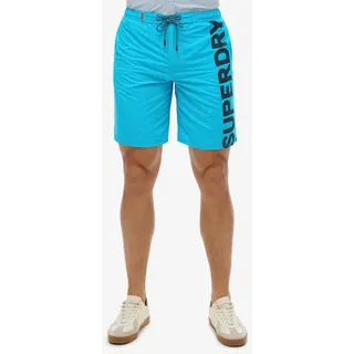 Superdry Badeshorts "CLASSIC 19 LOGO BOARDSHORT", Herren, Gr. XXL, N-Gr, blau (hawaii blau), Polyester, bedruckt, Badehosen Badeshorts