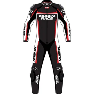 MUGENRACE Ohvale perforierte Kinder 1-Teiler Motorrad Lederkombi, schwarz-weiss-rot, Größe XS 146