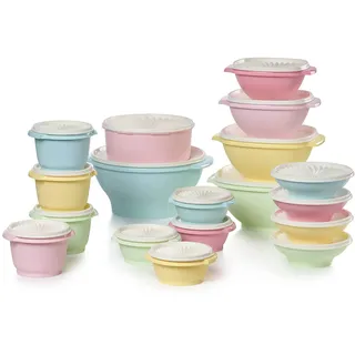 Tupperware Heritage Collection Frischhaltedosen-Set in Vintage-Farben, spülmaschinenfest und BPA-frei, 36-teilig (18 Behälter + 18 Deckel)