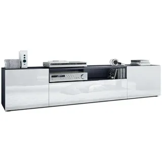 Vladon Lowboard, Weiß Hochglanz, Holzwerkstoff, 181x39x35 cm, Wohnzimmer, Wohnwände, Lowboards, Lowboards stehend