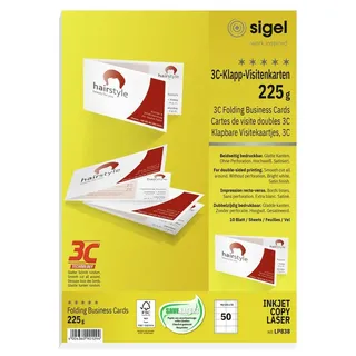 Sigel Visitenkarten LP838 satiniert weiß 225 g/qm, 50 St.