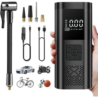 Elektrische Luftpumpe, Akku Luftpumpe, Tragbar Luftmatratze mit 6000mAh Akku, 150PSI Elektrischer Luftkompressor, Mini Kompressor, mit LCD-Display
