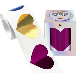 Folia Aufkleber Herzen, pink/gold/blau, 48 St.