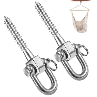 VZU 2er Schaukelhaken Schaukelaufhänger 180° Schaukelschraubenset Halterungen,800kg Tragfähigkeit Hängemattenhaken für Hängematten, Yoga Boxsäcke Spielplatz Seil Stuhl Veranda Schaukelset