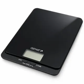 GENIE Digitale Küchenwaage 5kg/1g – Präzise Haushaltswaage mit TARA-Funktion & LCD-Display, inkl. Batterie – Perfekt zum Backen, Kochen & Portionieren (Schwarz)