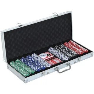 Homcom Pokerkoffer inklusive Pokerset silber