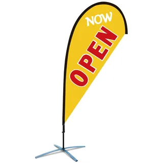 Beachflag Open Eröffnung Werbefahne über 2m hoch Fahne Flagge (Tropenform)