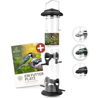 wildtier liebe wildtier Futtersäule für Samen, Körner & Kerne 38cm, Schwarz