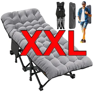 Meulbaty Klappbett Camping Bett, Gästebett mit Matratze, 400KG Belastbar im leichten und tragbaren Faltdesign, 198cmx81cmx46 cm grau