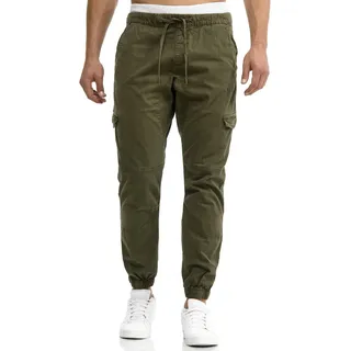 Indicode Cargohose INDICODE "INLevi", Herren, Gr. L, N-Gr, grün (army), Web, Obermaterial: 98% Baumwolle, 2% Elasthan, unifarben, regular fit knöchellang, Hosen Cargohose, mit seitlichen Cargotaschen und elastischen Bündchen