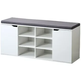 KESPER Schuhschrank mit Sitzkissen, Weiß Spanplatte 103x48x30,5 cm x L29,5 cm, Farbe: | 15918 13