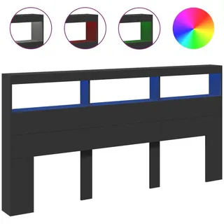 vidaXL LED-Kopfteil mit Ablagen Schwarz 200x17x102 cm