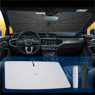 BSTW für Audi Q3 Sportback 2019-2025 Sonnenschutz Frontscheibe – 360° Drehbarer Auto-Sonnenschirm mit UV-Schutz & Hitzeschutz | Faltbar, für Audi Q3 Innen-Sonnenschutz Windschutzscheibe Zubehör