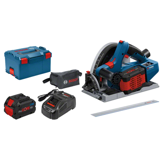 Bosch Tauchsäge GKT 18V-52 GC Professional inkl. 2 x 5,5 Ah + Führungsschiene FSN1400 + L-Boxx