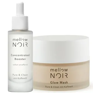 mellow NOIR Anti-Falten Nachtpflege Duo - Hyaluronserum mit täglicher Nachtcreme - Sofort Straffend, Reduziert sichtbare Poren & Rötungen - Für eine ebenere Haut - Vegan - zertifizierte Naturkosmetik