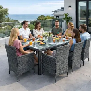 Estexo Polyrattan Set 8-tlg. Anthrazit