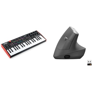 AKAI Professional MPK Mini Plus - 37-Tasten USB MIDI Keyboard Controller mit 8 RGB MPC Pads & Logitech MX Vertical